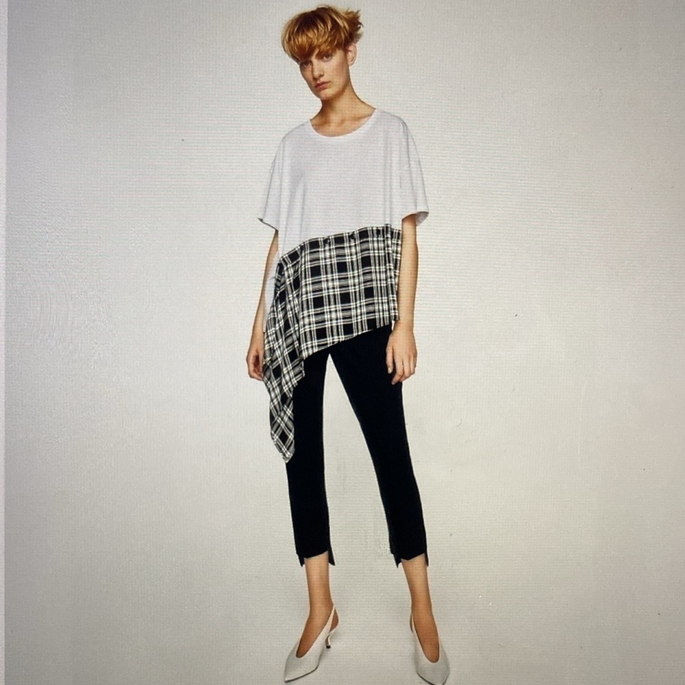 Zara Asymmetrical Hem Tee New With Tags